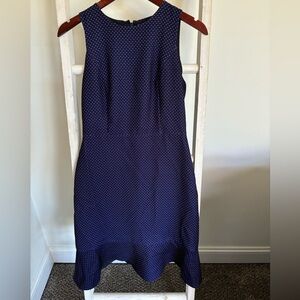 Jcrew Navy Polka Dot Midi Dress